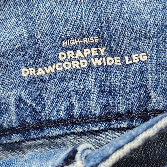 Old Navy high rise drapey drawcord wide leg full length pants blue 16 New - Picture 6 of 8